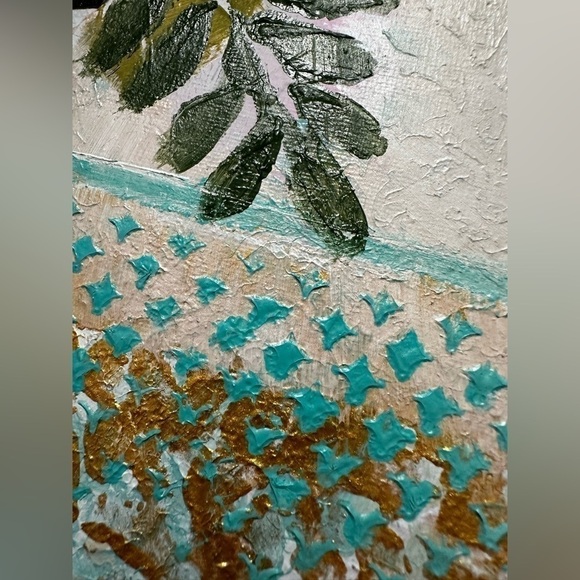 Original Art Painting Mixed Media Acrylic Collage on Canvas 12x16 Pink Floral - Picture 8 of 12